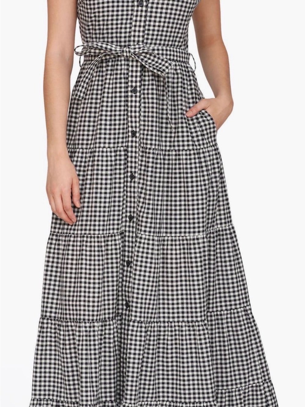 Black and White Gingham Tiered Maxi Dress
